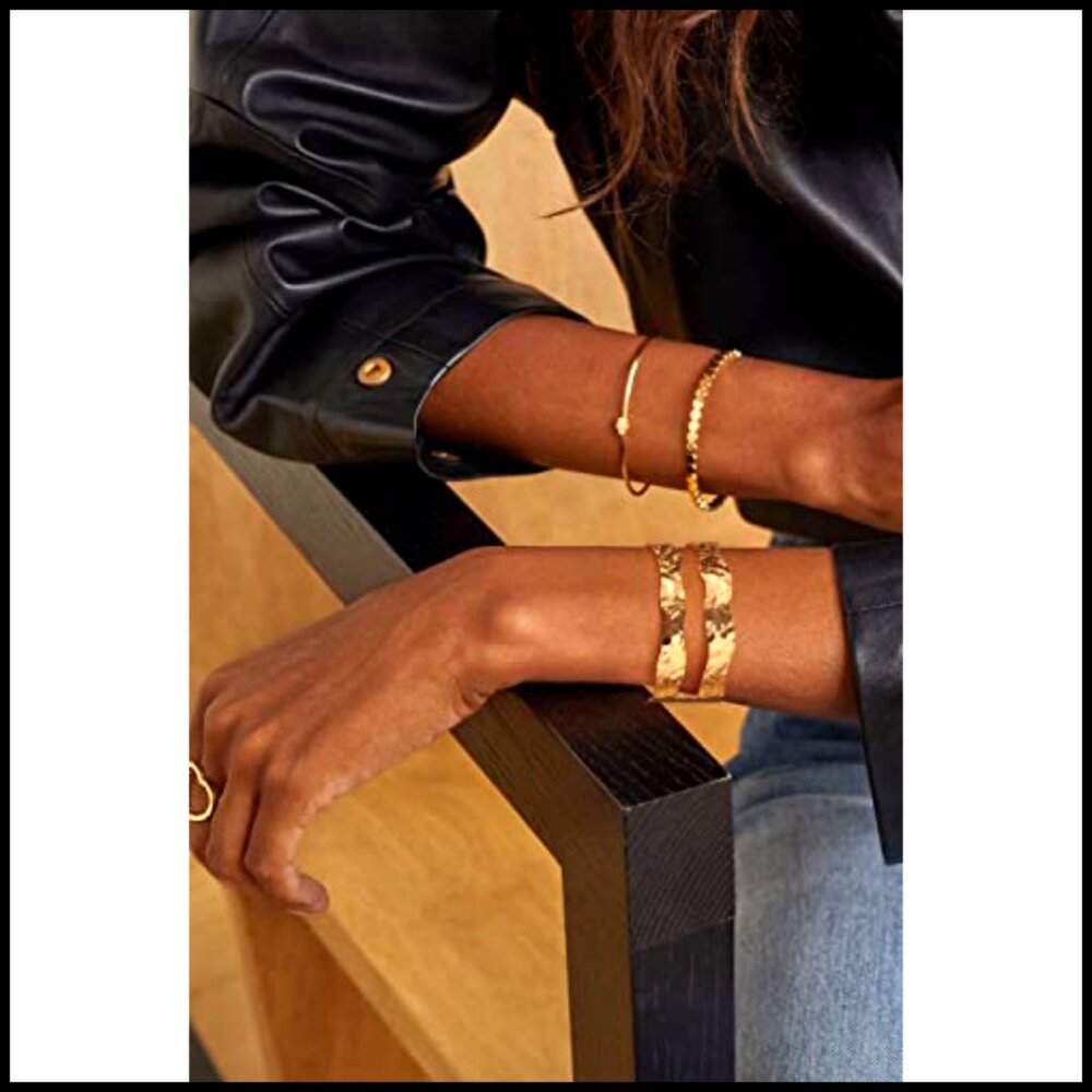 Gold Plated Cuff Bangle Adjustable Statement Brac… - image 3